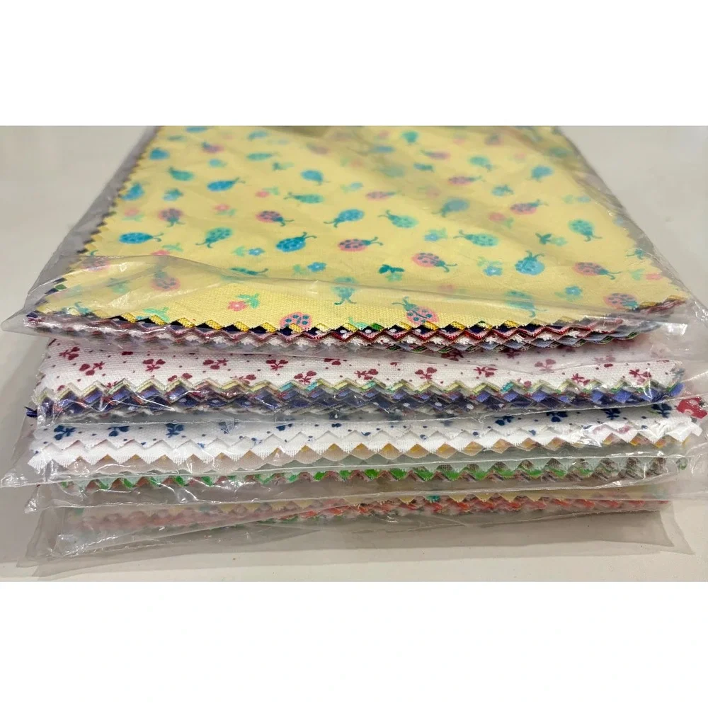 Vintage 1970s Patchwork Quilt Squares 6x6 Precut Fabric Lot Floral Calico NOS